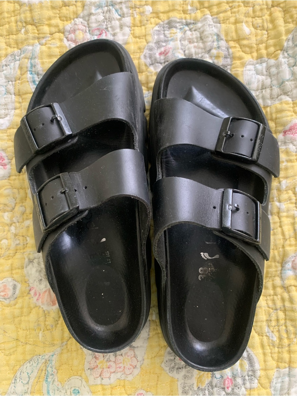 Birkenstock Arizona Chunky platform sandals - size 38 narrow in black leather